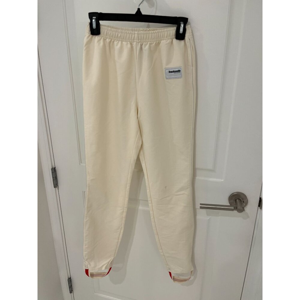 Tracksmith Cream Track Pants with Red Accent